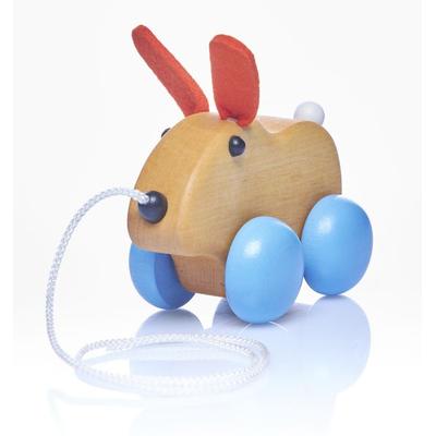 Pfingstweid - Hase Roman aus Erle zum Nachziehen mit Rädern aus Buche, Holz