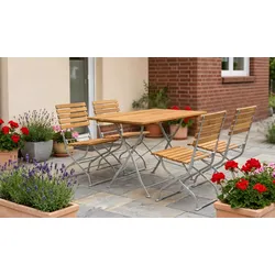 Gartenmöbel Robinie Karlskrona – Gartenmöbel aus Robinie, dunkelgrün – klappbare Outdoor Sitzgarnitur – Gartensitzgruppe mit Stühlen