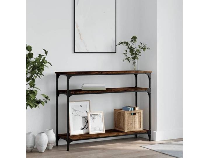Table console chêne fumé 100x29x75 cm bois d'ingénierie 834037