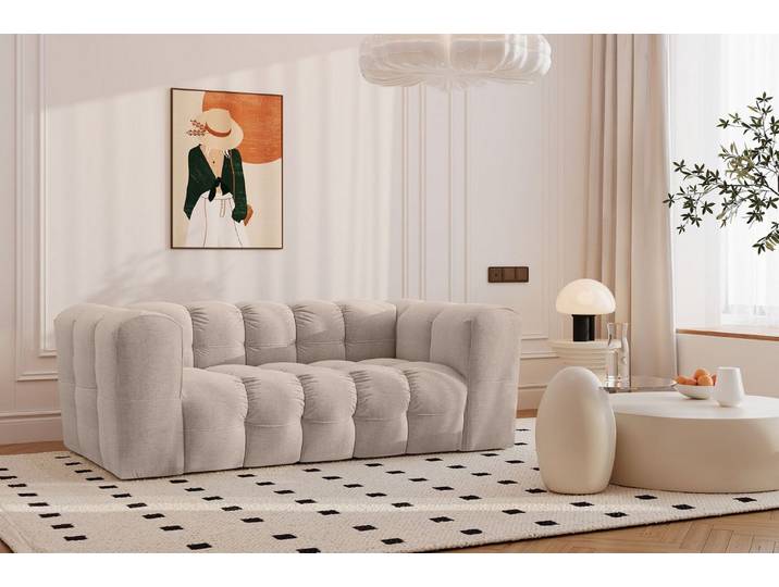 Kaiser Möbel 2-Sitzer Sofa Komfort Couch BALOO, stoff Schenille & Bouclé, freistehend platzierbar, modernes Stepp-Design