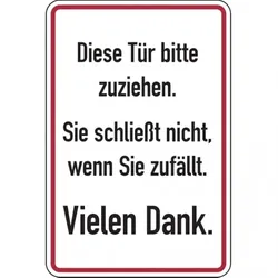 Dreifke® Aufkleber | Hinweisschild, Diese Tür bitte zuziehen, 300 x 200 - 200x300 mm Folie selbstklebend