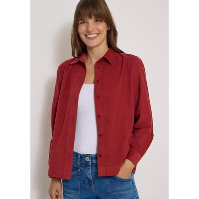 Hemdbluse CECIL, Damen, Gr. M (40), rot (russet rot), Web, 100% Baumwolle, unifarben, normal normal, V-Ausschnitt, abgesteppt, Blusen Hemdbluse, in Cord-Optik