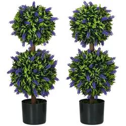 HOMCOM Künstliche Pflanzen 2er-Set 70cm UV-beständige Kunstpflanze im Blumentopf