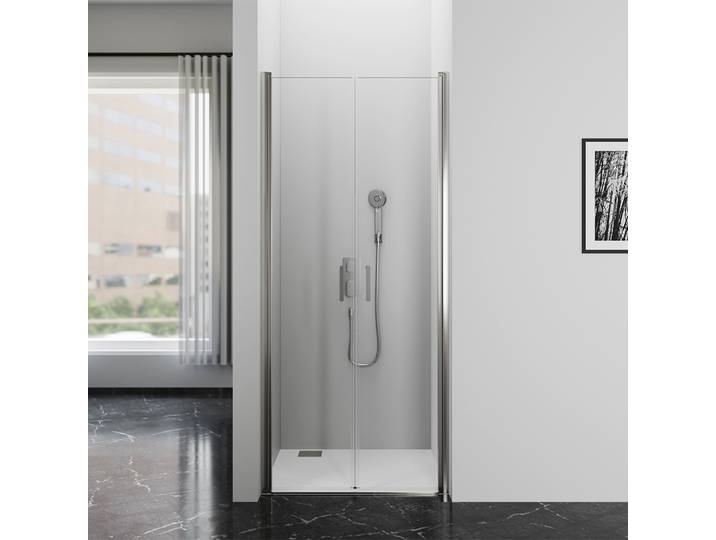 Duschtür 90cm MARWELL Dusch-Pendeltür BRIGHT chrom double swing - 80x195cm - seitenverkehrt aufbaubar - justierbares Wandprofil - hochwertige Aluminiumprofile