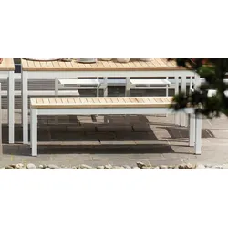 Outdoor Bank Quadrat natur eloxiert / teak 105x40