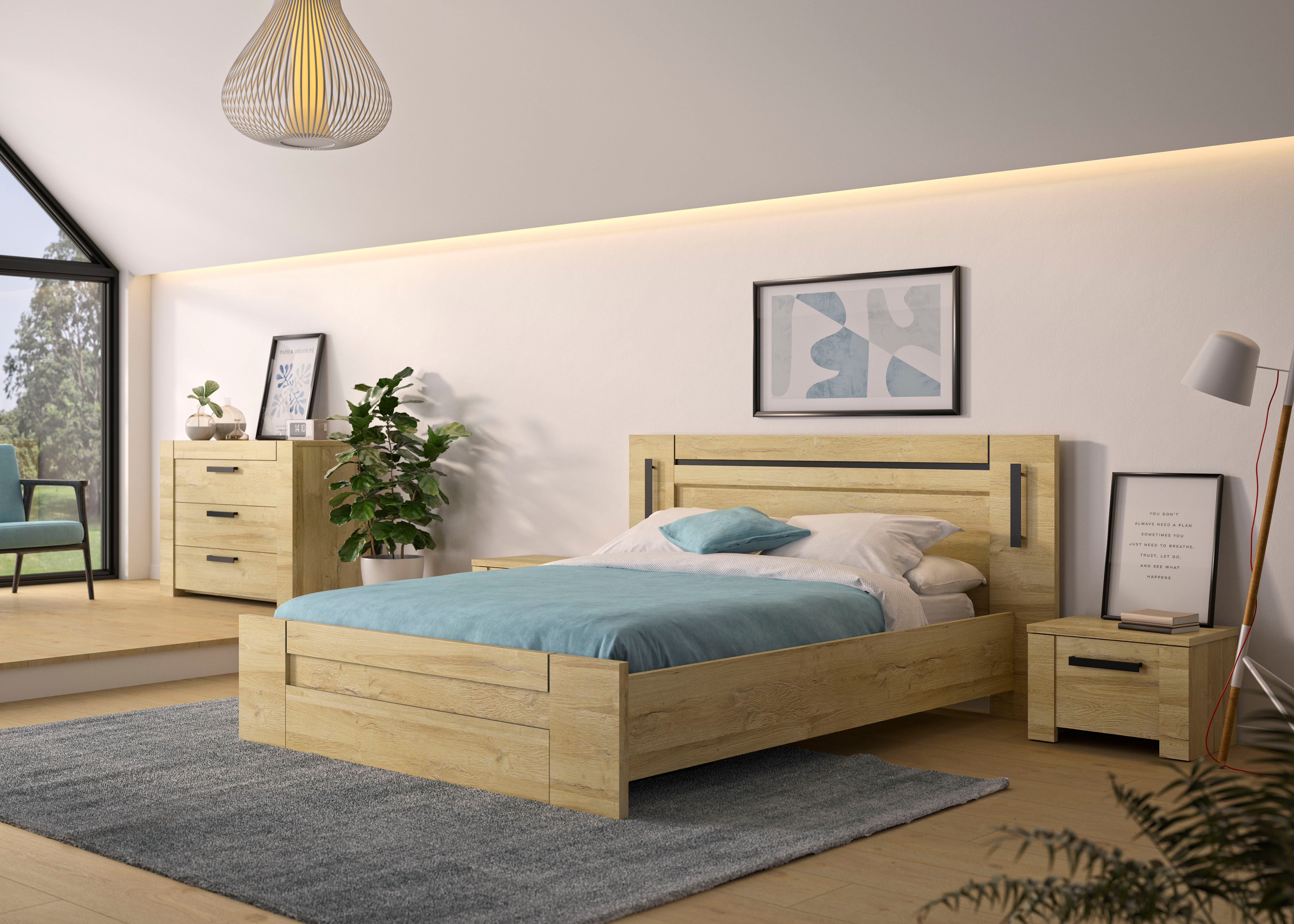 Nachttisch GAMI "Sofia", beige (eiche goldfarben, eiche goldfarben, eiche goldfarben), B:55cm H:37cm T:39cm, Tische, Nachttisch, Universellen Stil der sich an alle modernen Innenräume anpasst eiche goldfarben, eiche goldfarben, eiche goldfarben B/H/T: 55c