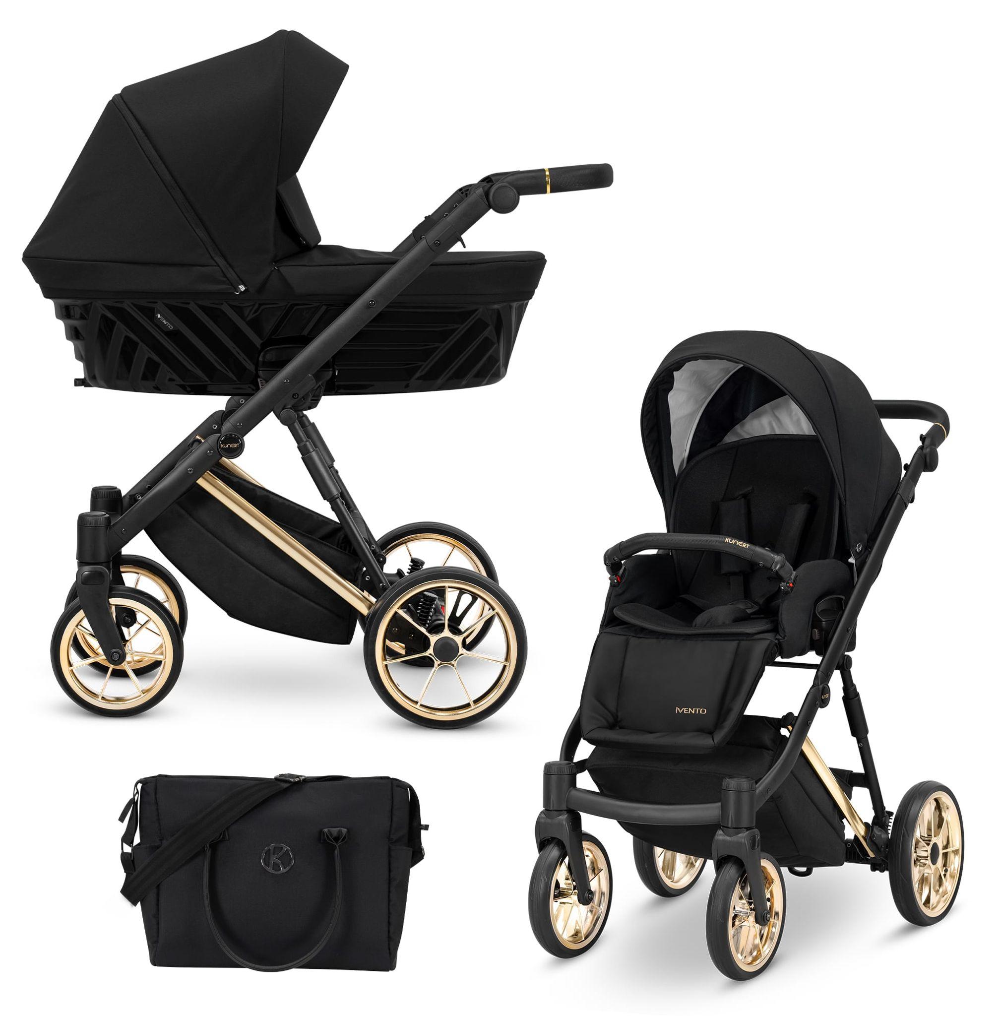 Kinderwagen Kunert Ivento Premium 2in1 - goldene Rahmenfarbe - Farbe: Tiefschwarz