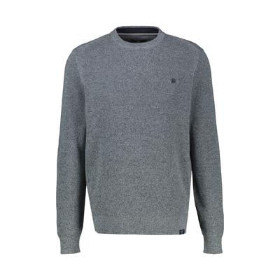 Strickpullover LERROS "Stilvoller Strickpullover mit bequemem Rundhalsauschnitt", Herren, Gr. L, misty blau, 100% Baumwolle, Rundhals, Pullover Strickpullover