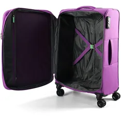 American Tourister Air Wave 4 Rollen Kofferset 3-teilig mit Dehnfalte, Koffer, Blau, Violett