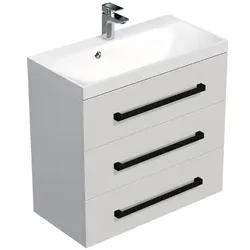 SAT Cube Way Badezimmerschrank mit Waschbecken 80x47,5x40 cm glanz weiß glanz/matt CUBE2C803BL