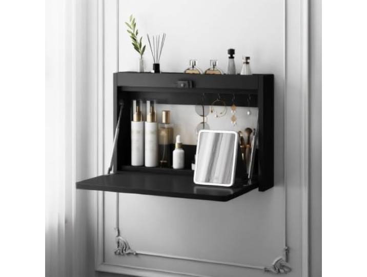 PGZMDTWI Schwebender Schminktisch, Klappbarer Frisiertisch aus Holz Wandmontage mit Integriertem Stauraum, Moderner Minimalistischer Look für Schlafzimmer, Ankleide und Wohnung(B)