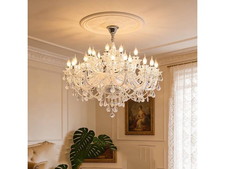 Lustre moderne en cristal transparent K9, luminaire suspendu en cristal clair de luxe à 8 lumières, éclairage de plafond pour salon