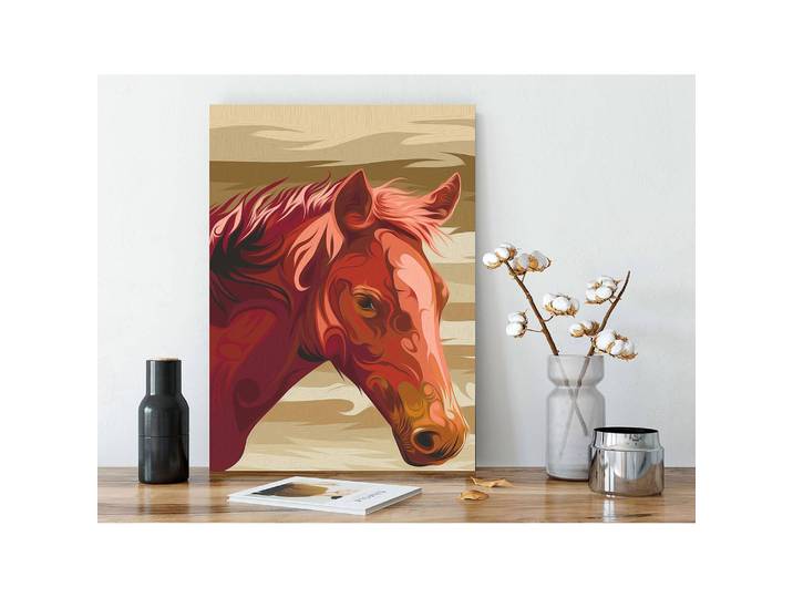 Peinture par numéro - Cheval marron Lin Multicolore 40 x 50cm