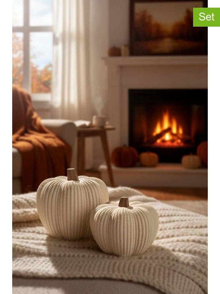 ABERTO DESIGN 2er-Set: Dekoobjekte in Creme - onesize