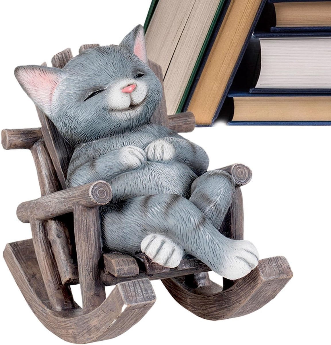 Realistisch liggend kattenbeeldje voor decoratie - Kattensculptuur - 11 x 16,5 cm