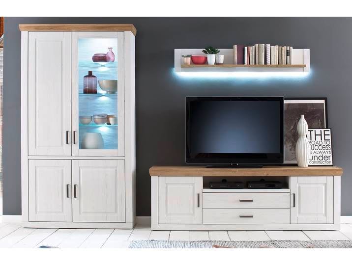 Wohnwand Anbauwand II Brixen , Landhaus modern , Pinie Aurelio / Grandson Oak , 3-teilig , LED Beleuchtung 3