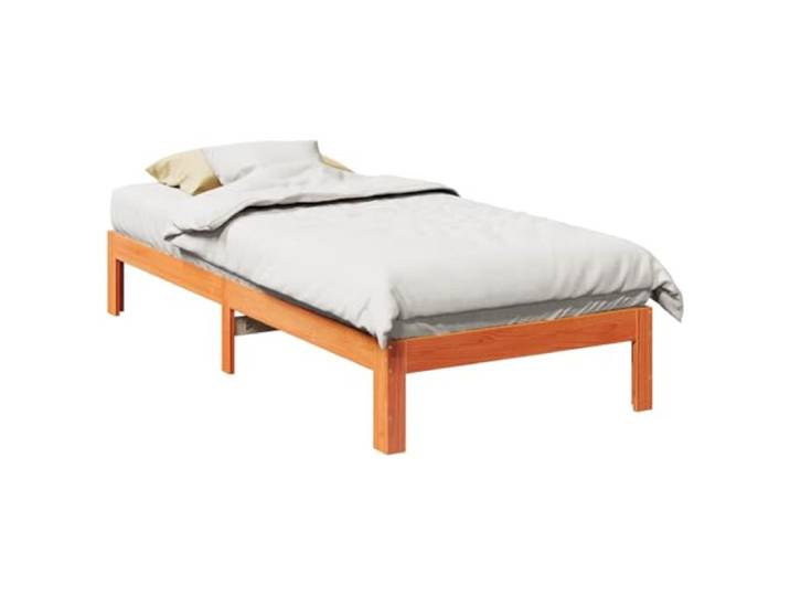 YUTAASU Massivholzbett Kiefernholz Wachsbraun 80x200 cm Verbindbar mit weiteren Betten, Lattenrost inklusive, Stabile Füße, Ohne Matratze