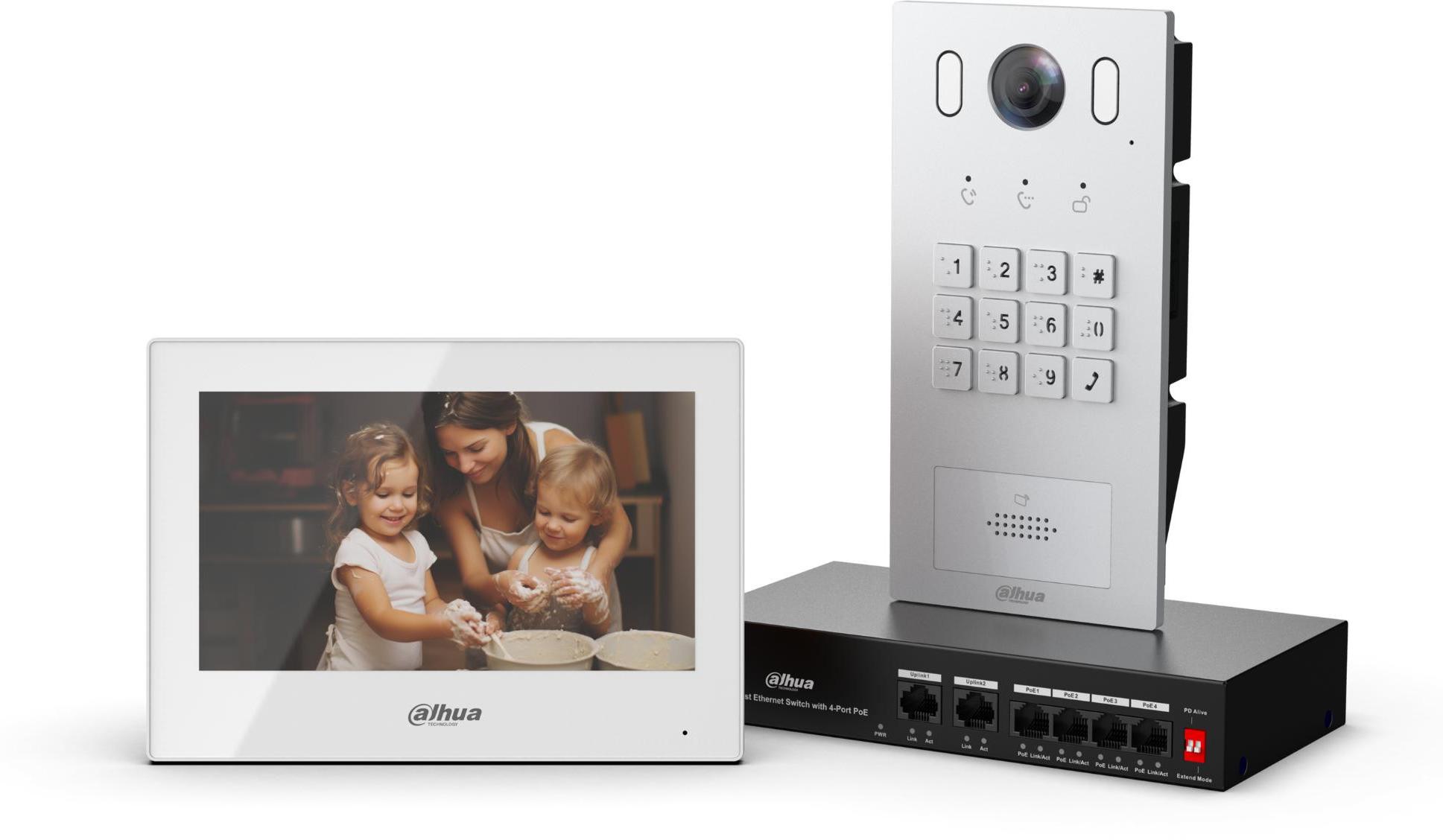 Dahua KTP05(F) Video-Türsprechanlagen-Set mit 7-Zoll-Monitor, 2-MP-Kamera, PoE
