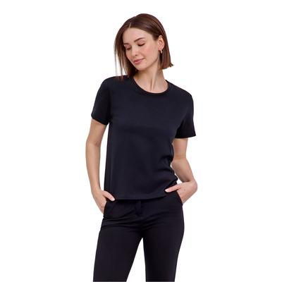 T-Shirt FALKE "Essential Cotton", Damen, Gr. L, schwarz (3000), Shirts T-Shirt