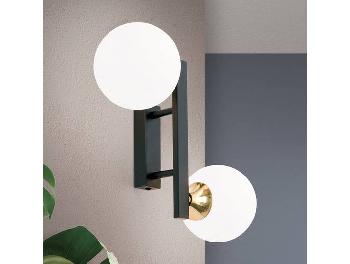 Wandlamp Snowwhite, dimbaar, zwart, Woon-/ Eetkamer, metaal, Modern, wandlamp