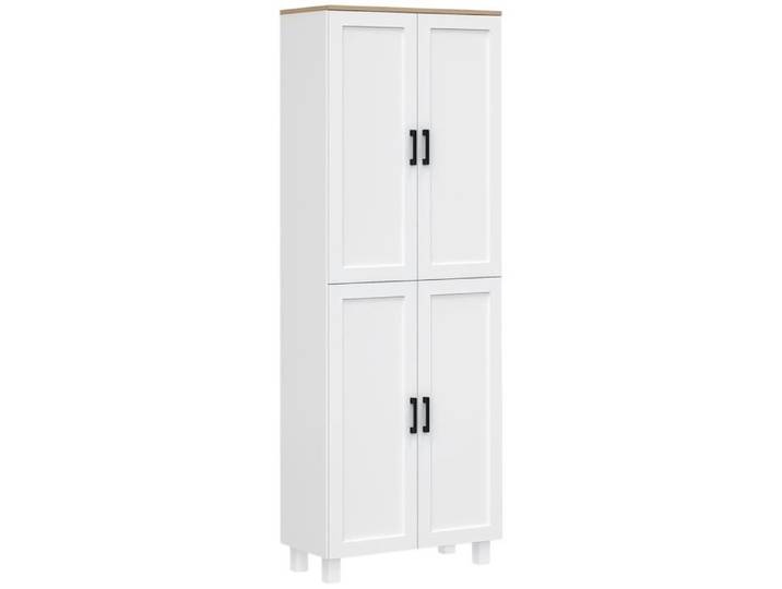 Buffet haut de cuisine - MINIMAL - Bicolore contemporain - 4 portes - 6 étagères (2 réglables) - 60x30x170 5 cm