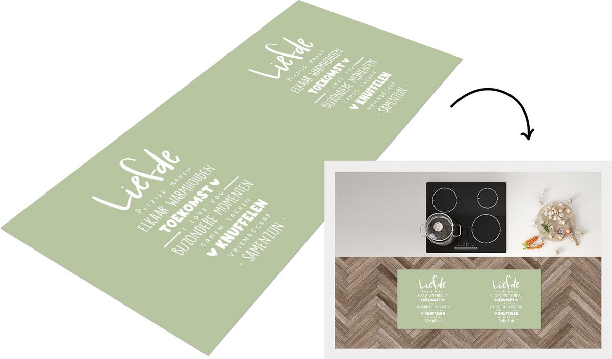 KitchenYeah Keukenloper Vinyl met Liefde Quote - 120 x 50 cm
