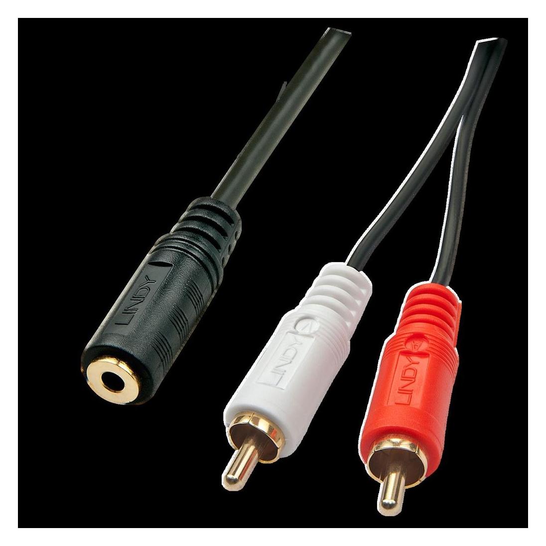 Lindy Audio-Adapterkabel mit 2x RCA an 3,5mm Klinkenstecker (Winkeladapter) (35677)