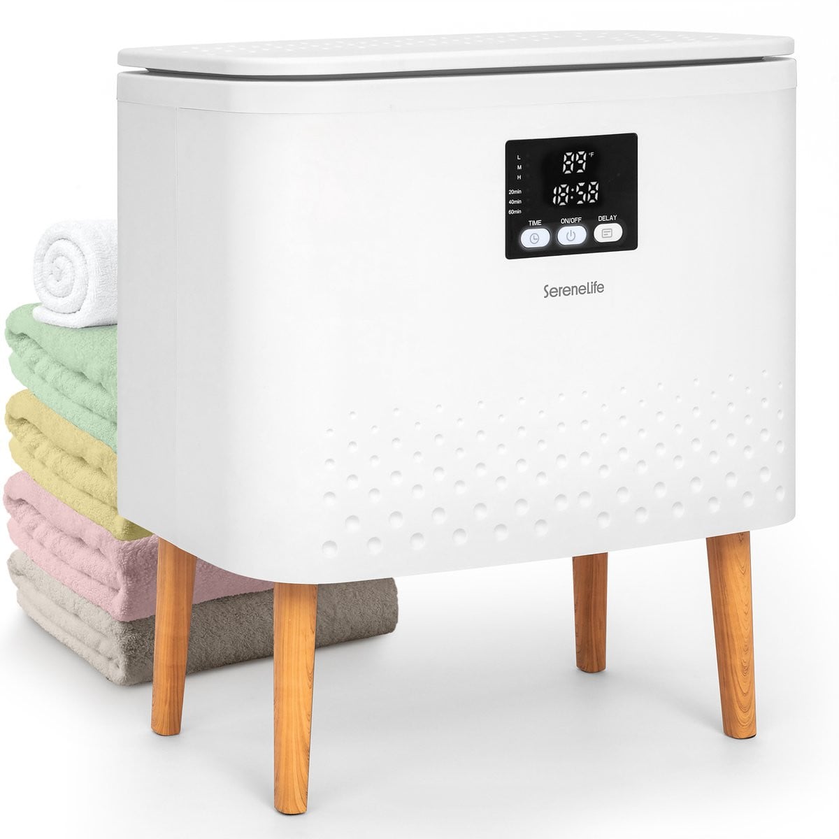 SereneLife Handdoekenwarmer Wit - 20L - Rectangulaire Emmer met Auto Shut-Off