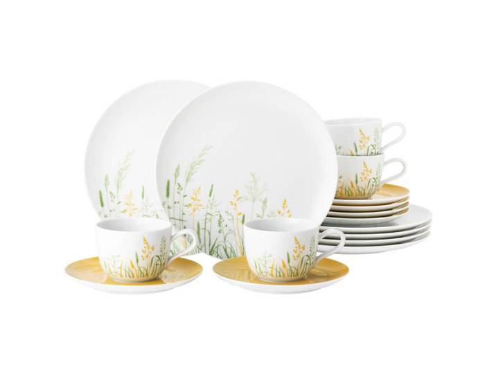 Seltmann Weiden Kaffeeservice Liberty Meadow Grasses gelb 18-tlg., Gelb, Keramik, 18-teilig, Rund, 24x18.1x43 cm, Geschirr, Geschirrsets, Kaffeeservice