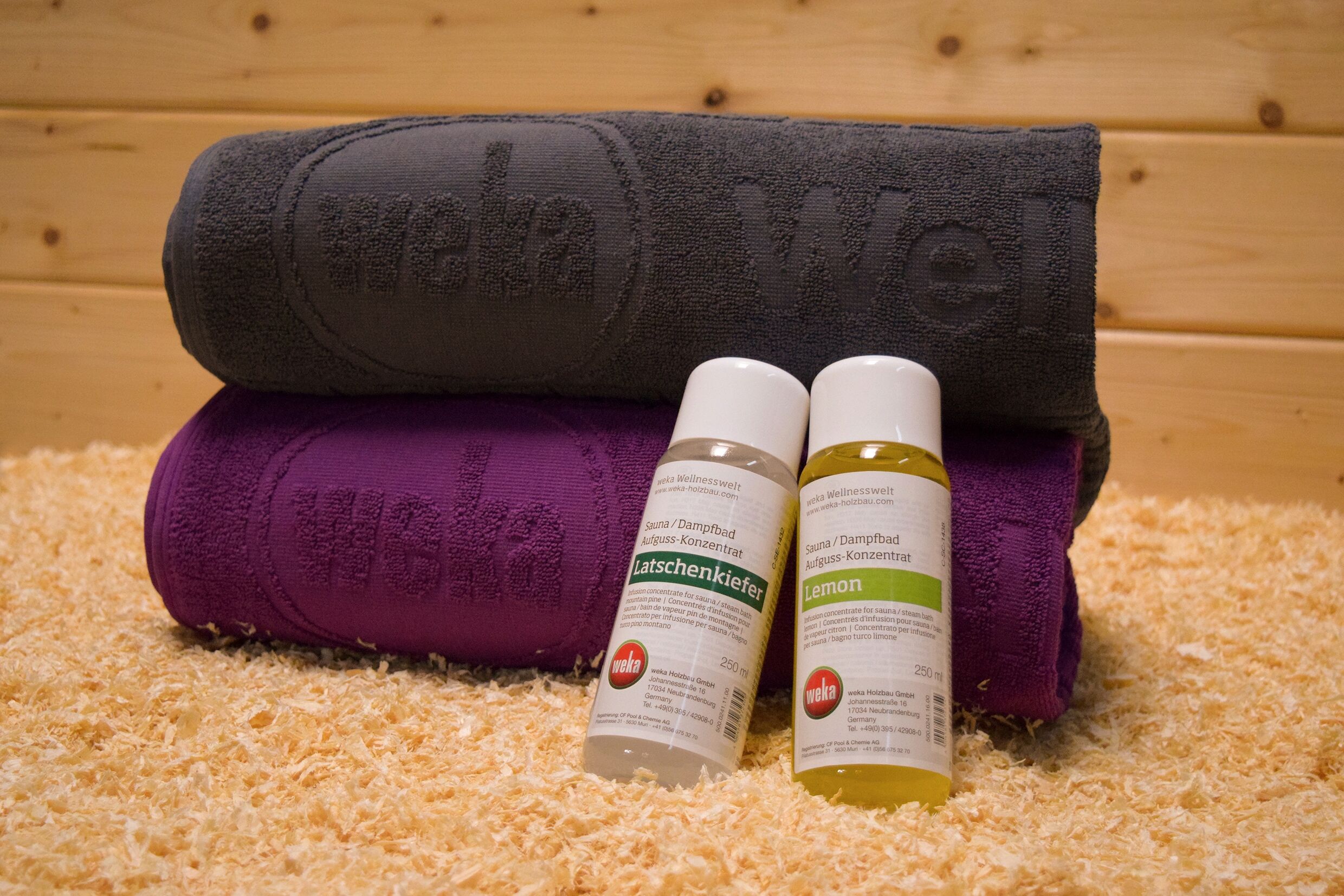 Aufgusskonzentrat WEKA, beige (natur), 500 2 Stk., Aufguss-Konzentrate, Aufgusskonzentrat, Geschenkset mit 2 Handtüchern