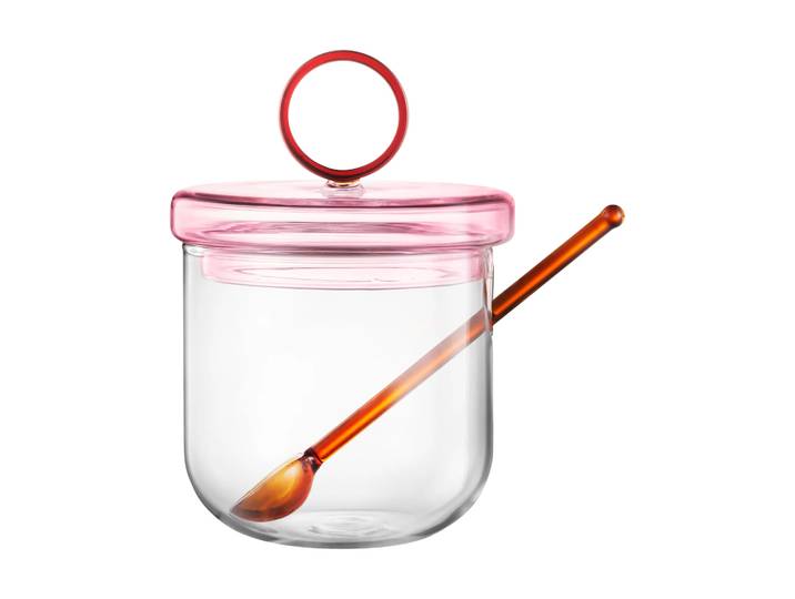 Muurla Sucrier Loop avec cuillère Ø14 cm Klar-pink-amber