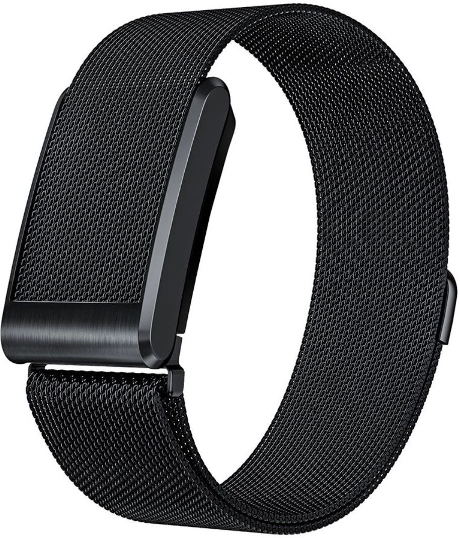 INF Edelstahl-Milanese-Armband kompatibel mit WHOOP 5.0, One/Peak, Life und MG – Magnetverschluss, polierte Oberfläche Schwarz