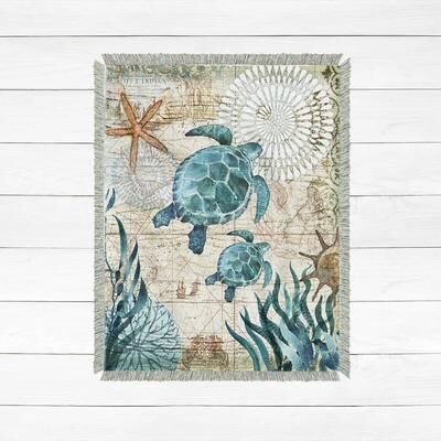 Laural Home Bay Turtles Woven Throw Blanket