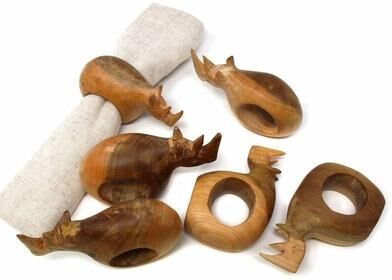 Global Crafts Handmade Safari Napkin Rings Set of 6 (Kenya)