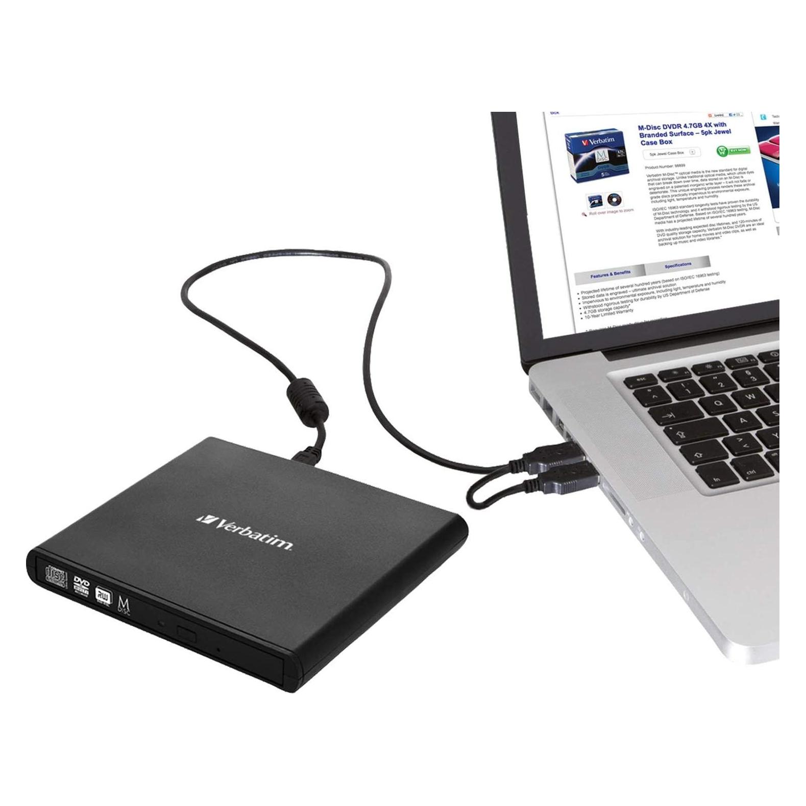 Verbatim Externer Slimline CD-DVD-Brenner (DVD Brenner) (53504)