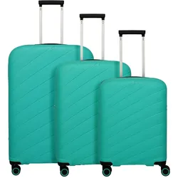 Travelite Burano 4 Rollen Kofferset 3-teilig mit Dehnfalte, Koffer, Türkis