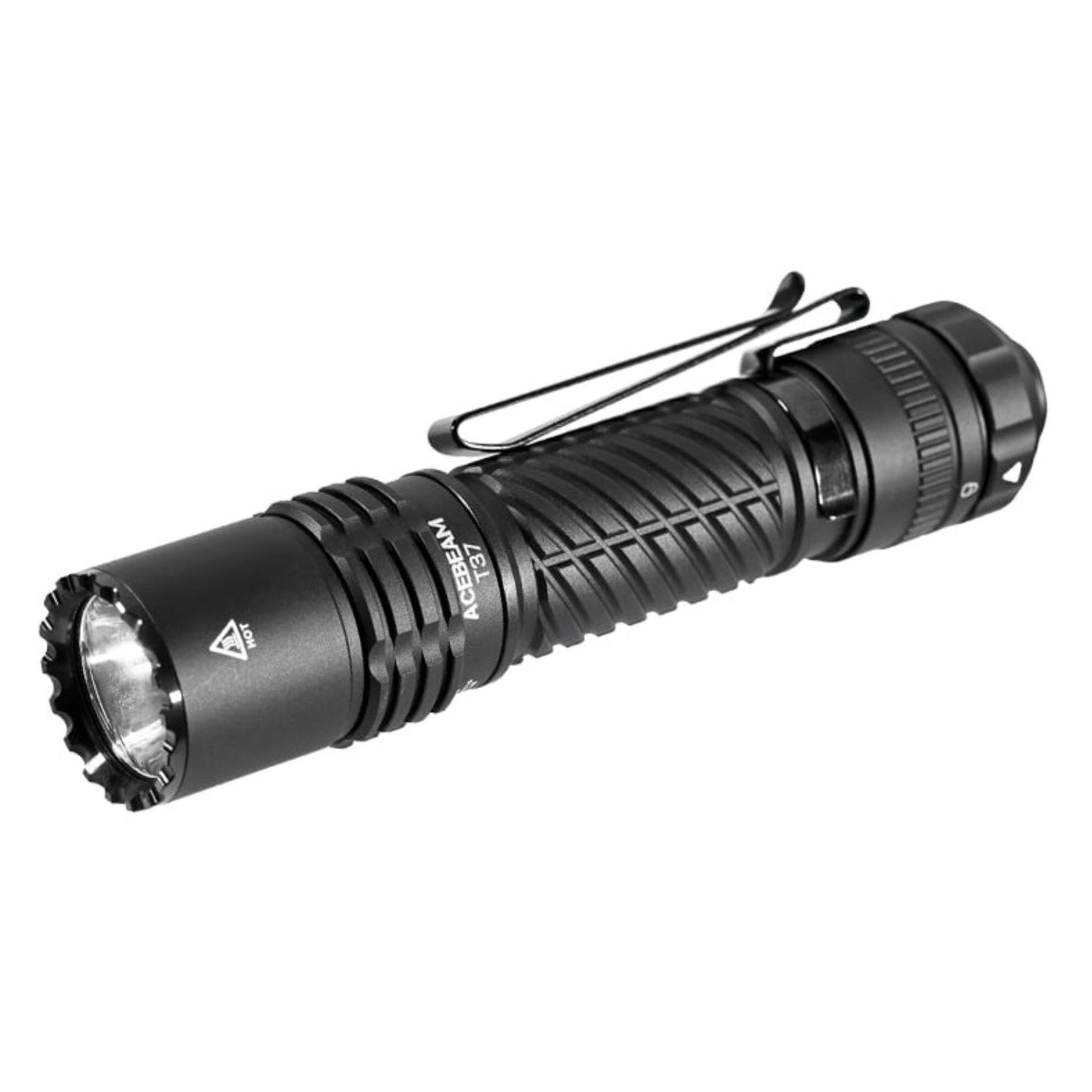 AceBeam Taktische LED-Taschenlampe T37, 4'000 Lumen (inkl. Akku) (14.52 cm, 4000 lm) (T37 BLACK)