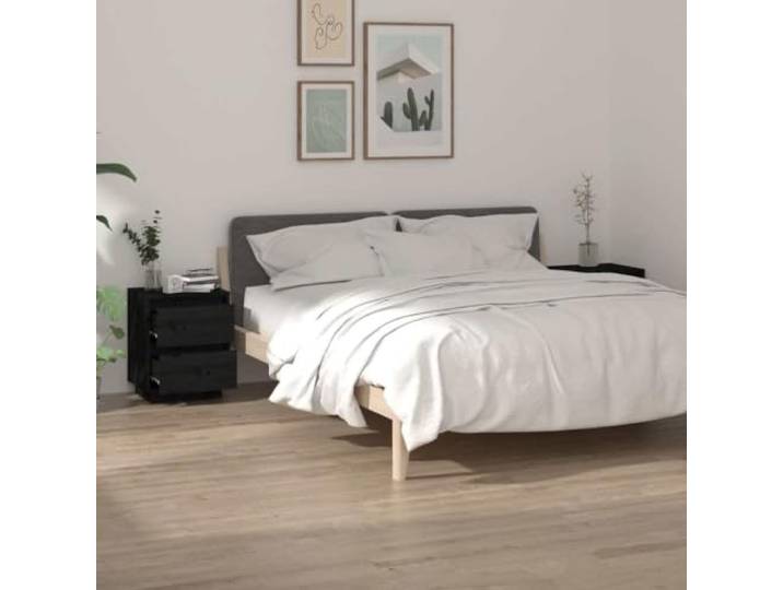 HEFZGDB Nachttische 2 STK. Schwarz 40x35x50 cm Massivholz Kiefer Moderner Universalschrank für Bücher und Fernbedienungen **Optimierter Titel für Amazon:** Massivholz Nachttisch Set