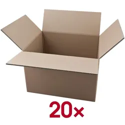 Nestler 20er-Pack Wellpapp-Faltkartons 2-wellig 46,3 x 36,3 x 32,8 cm braun