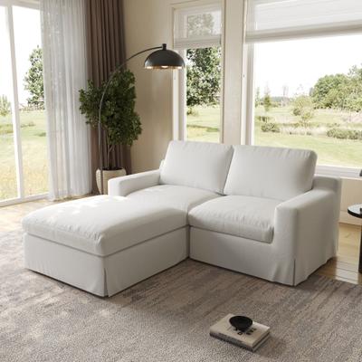 HELIA 2-Seater Linen Modern Sectional Sofa , Luxurious Modular Couch with Ottoman