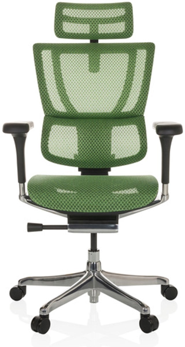 Ergonomische bureaustoel ErgoHuman Slim Gen2 in groene netstof voor kantoor en thuiswerk
