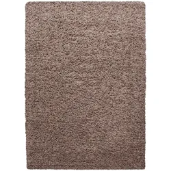 Teppich Hochflor Unifarben Polypropylen Wohnzimmer Shaggy Mokka Läufer 80x150 | Kadima Design