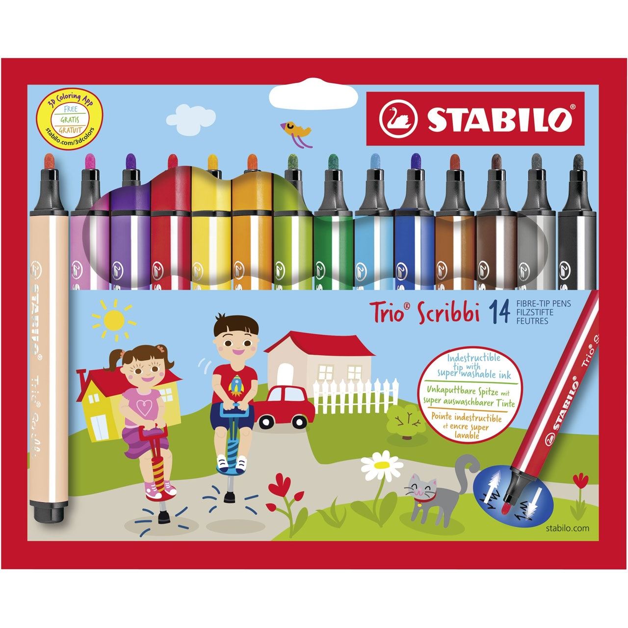 STABILO Trio Scribbi Filzstifte farbsortiert, 14 St.