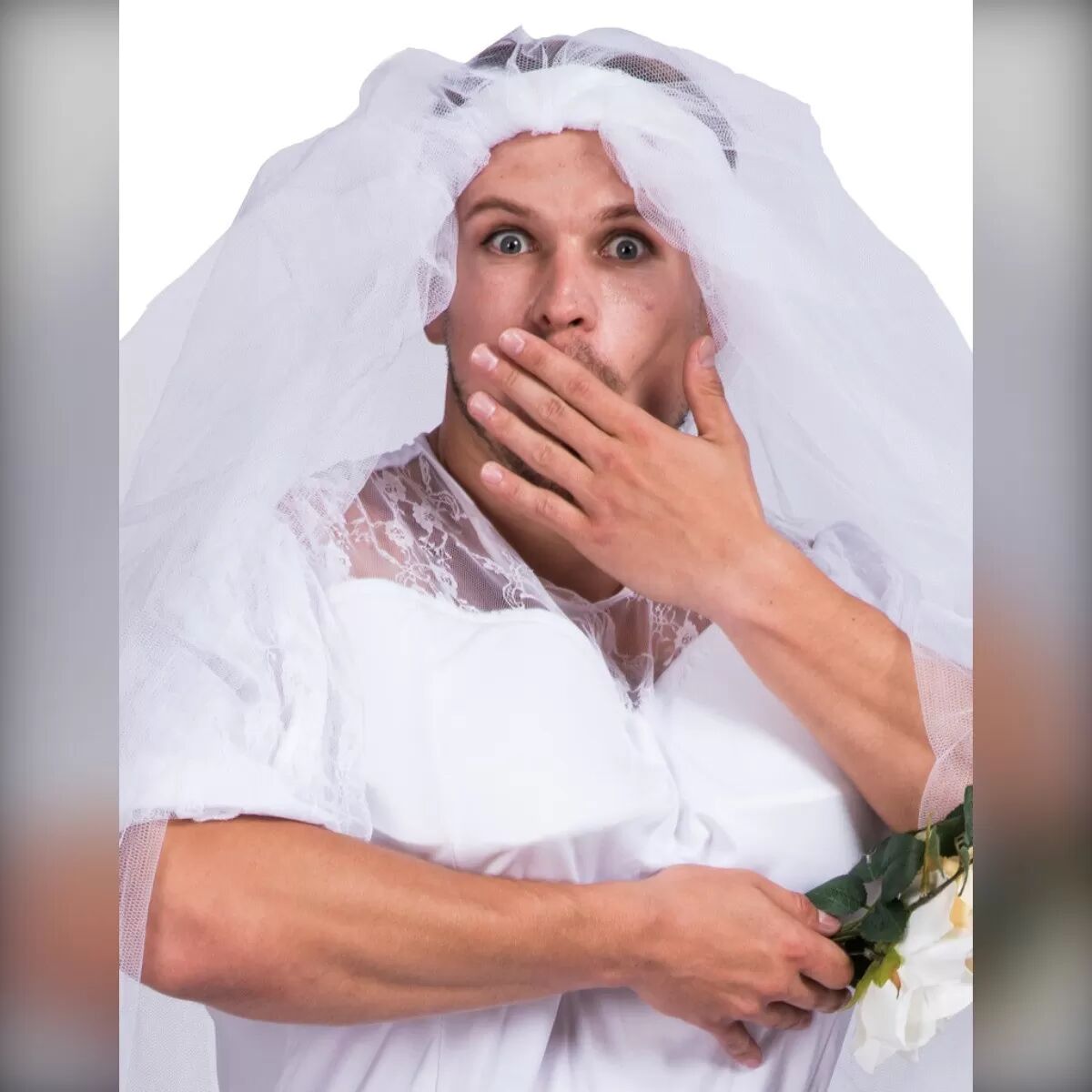 INF Robe cosplay mariée fantôme pour homme - Polyester blanc, taille unique, crossplay pour soirées et scène