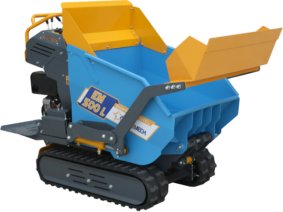 EuroMech EM500L Dump & Shovel  Raupendumper mit hydraulischer Kippmulde und Schaufel 500 kg  Hydrostatischer Antrieb