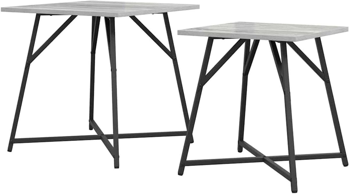 Set van 2 grijze bijzettafels met robuuste constructie