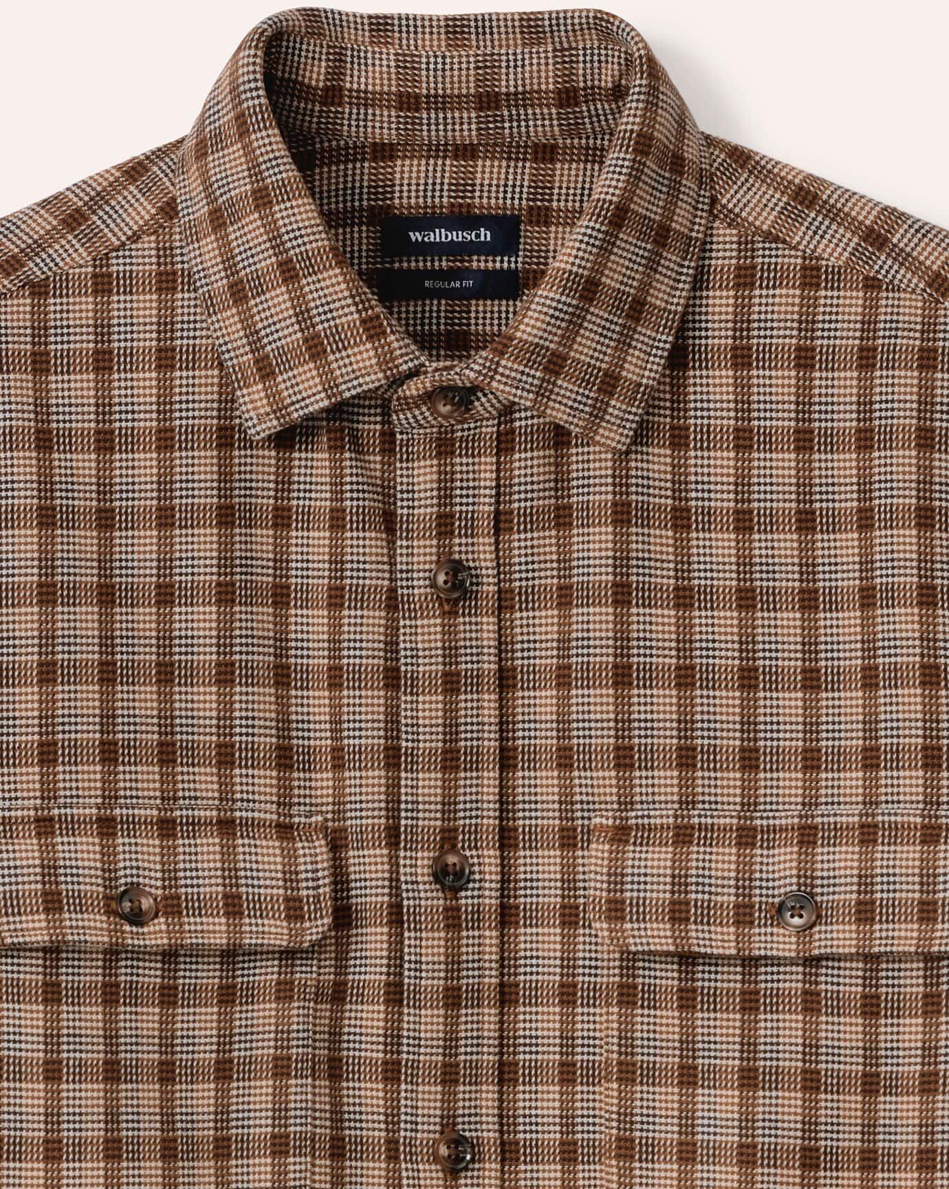 Walbusch Flanell-Overshirt, Regular Fit#noch offen: Größenlauf, Farbe Beige, 38, extra weicher Baumwoll-Flanell modern und vielseitig Herren