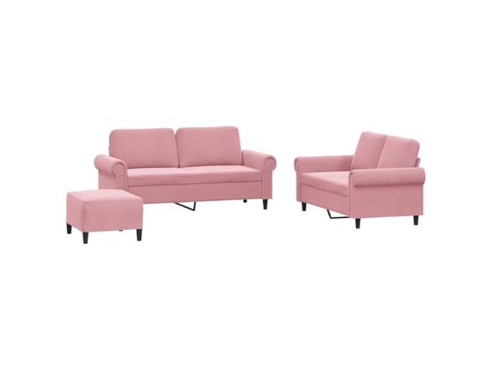 GHVBNMF 3-TLG Sofagarnitur mit Kissen 2-Sitzer Couch Rosa Samt Samtweiches Polstermöbel Set mit Hocker und Zierkissen für elegantes Wohnzimmer Lounge Ambiente.