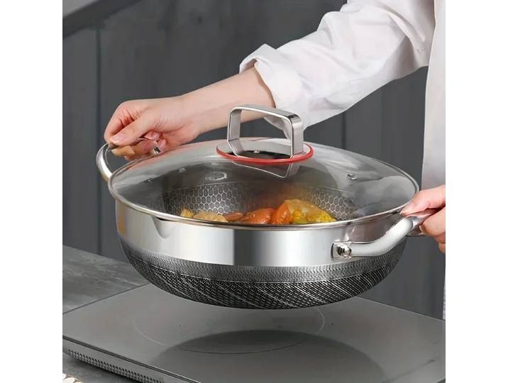 Poêle à frire en acier inoxydable, 316 Stock, poêle antiadhésive de qualité alimentaire, fond de Pot en nid d'abeille, cuisinière à Induction, cuisinière à gaz générale