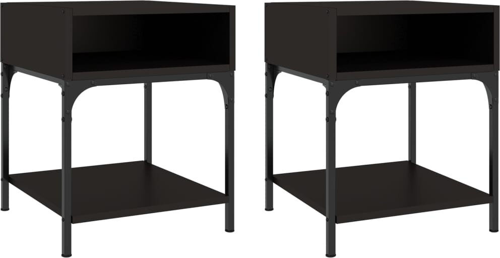 Borough Wharf Elsaid Bedside Tables Bedside Cabinet Nightstand Side Table Engineered Wood Black 50cm H X 40cm W X 41cm D